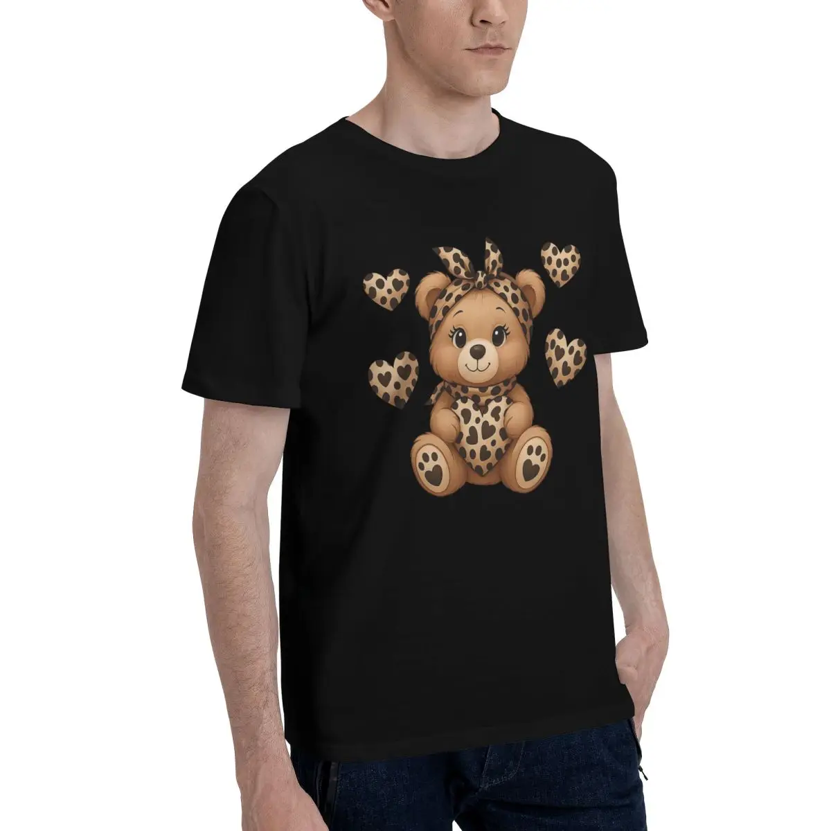Cute Leopard Teddy Bear Cute Movement High quality Title T-shirts Fitness Eur Size
