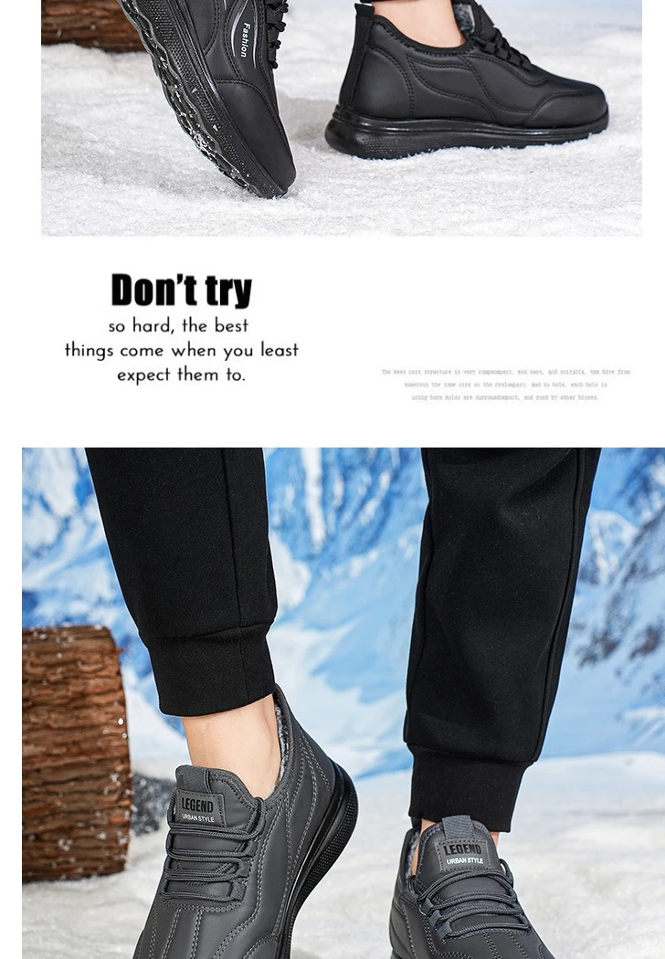 Herren Winter Warme Freizeit-Sportschuhe mit Schnürung, PU-Obermaterial, Fleece-Futter, Rutschfeste Dicke Sohle, Alltagsschuhe zum Gehen – Detail 15