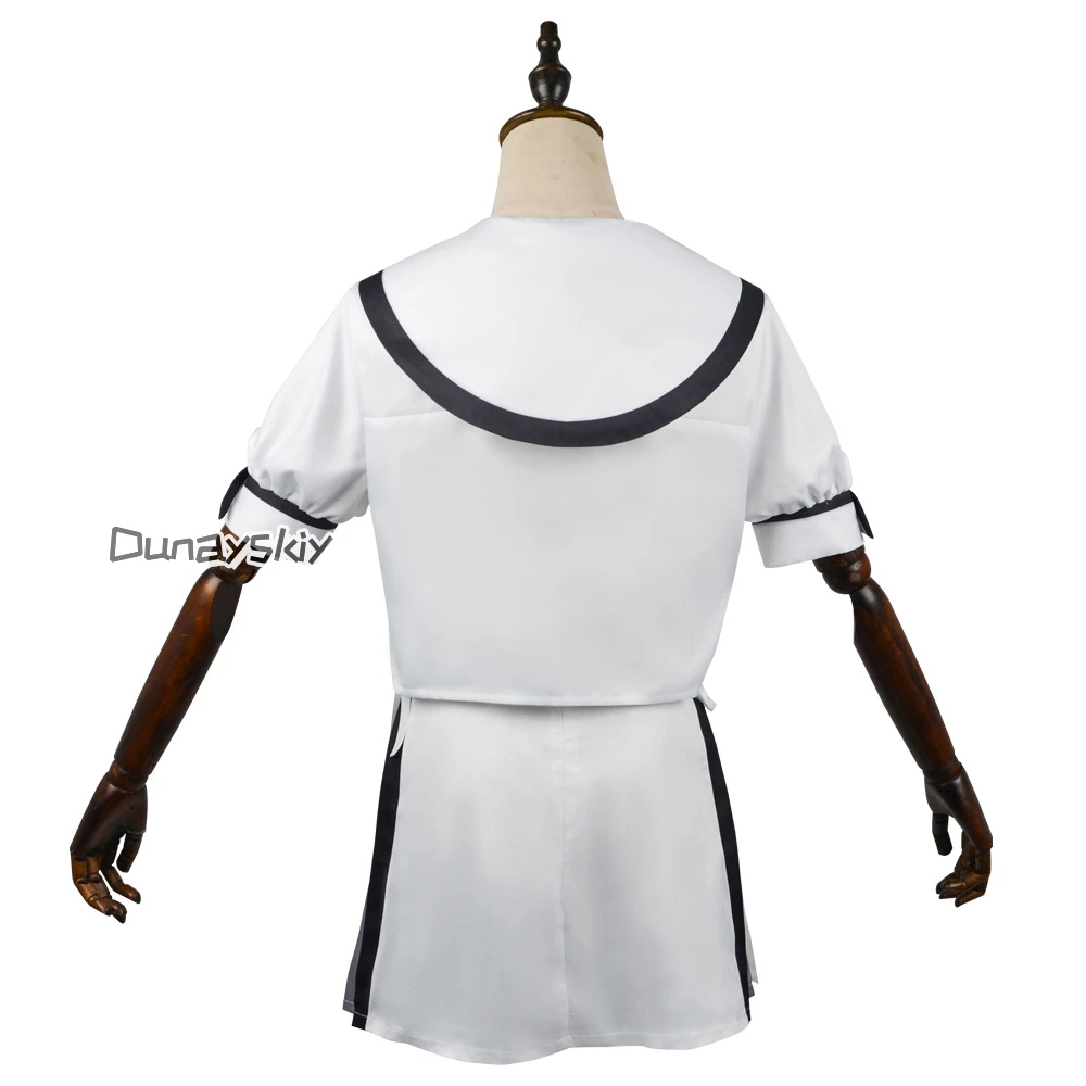 Anime Summer Pockets Naruse Shiroha Cosplay Costume Sweet Lolita Bow Dress Japanese Sailor Collar Slimming Short Dress for Women