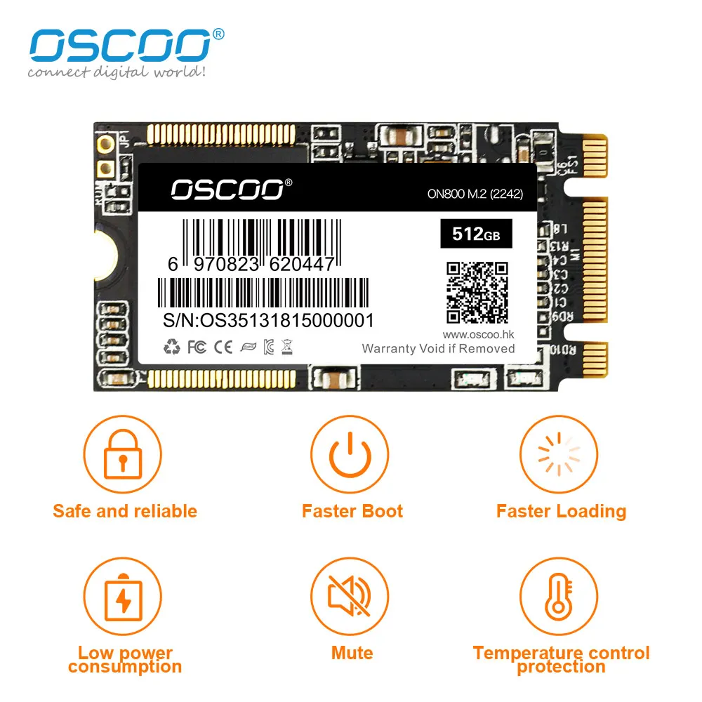 OSCOO-Disque dur interne NGFF M2 SSD, disque SSD, 2280 SATA3, 128 Go, 256 Go, 512 Go, adapté pour ordinateur portable, ordinateur de bureau, prix d'usine