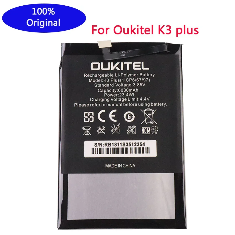 100% New Original 6080mAh OUKITEL K3 Battery For OUKITEL K3 Plus K3Plus Mobile Smart Phone Batteries