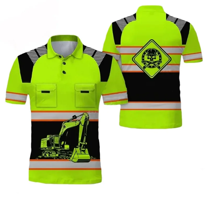 Security  Classic Safety Clothing Polo Shirt Guard Men's Work Uniform Construction Shirts Breathable T Shirts 1PC 3D Printing