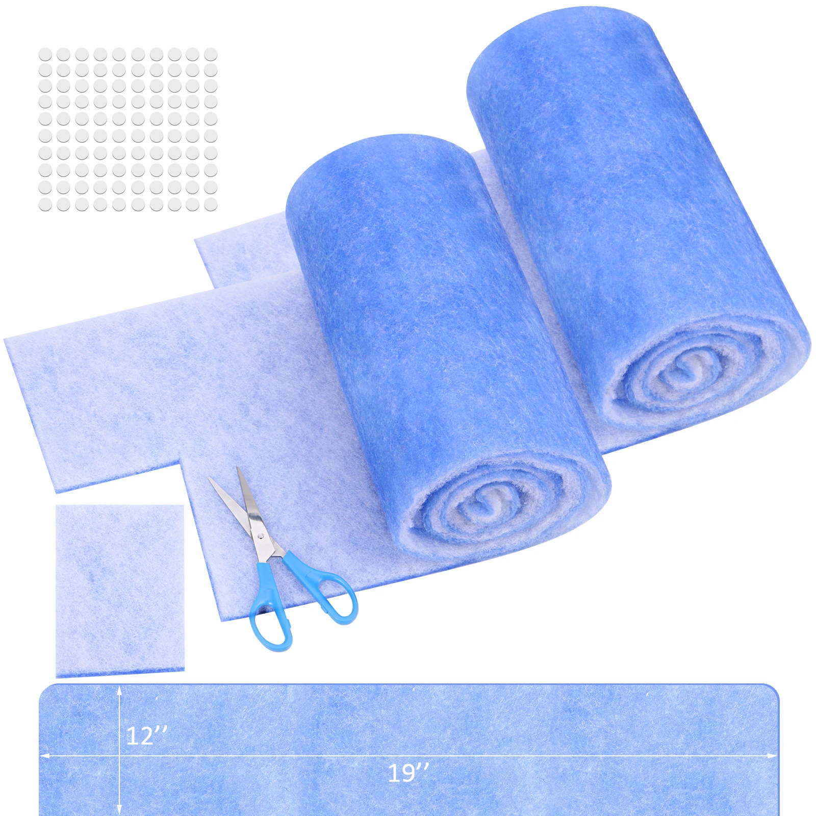 

2 рулона фильтрующего хлопка с регулируемой фиксацией, многоразовый, долговечный воздушный фильтр, простая установка, для офисного использования, 30,5x228,6x1,27 см.