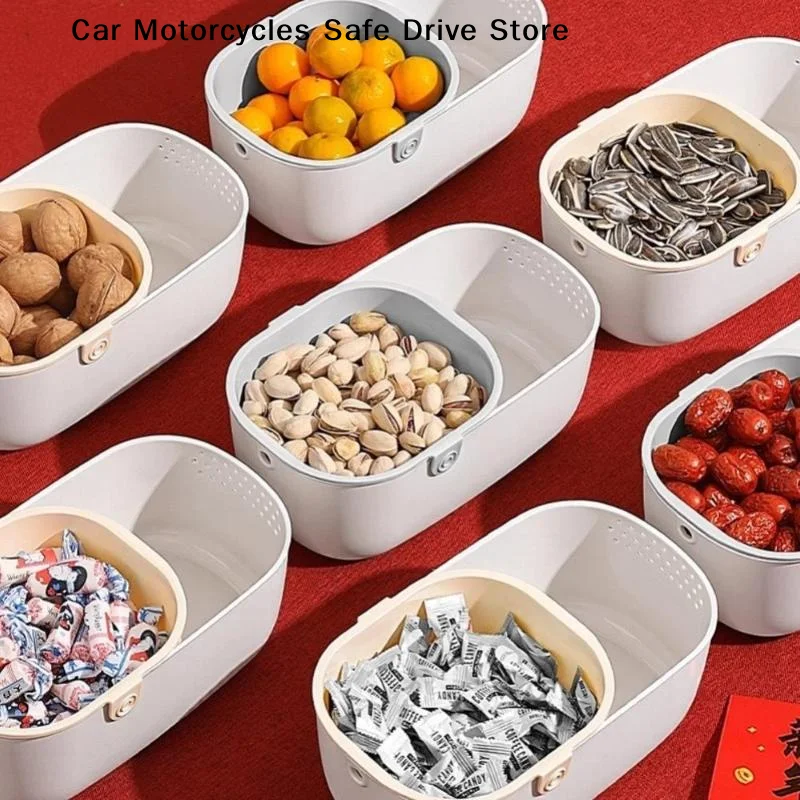 【M】2-Layer Snack Box Compact 2-Tier Fruit Basket/Sunflower Basket With Drainage For Home Couch Movie Night Snacking