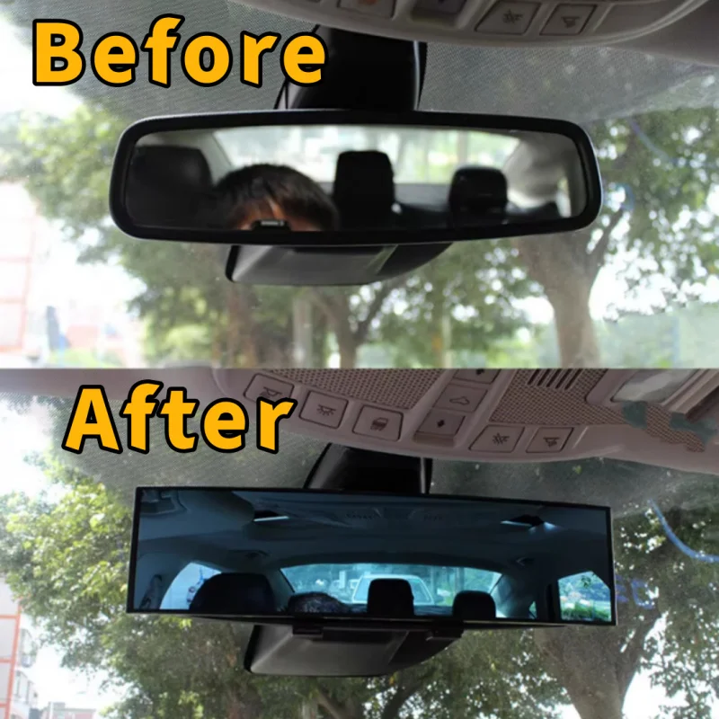 High Quality Universal 270mm/300mm Large Size Clip-on White Blue Yellow Wide Angle Panoramic Interior Rearview Mirror
