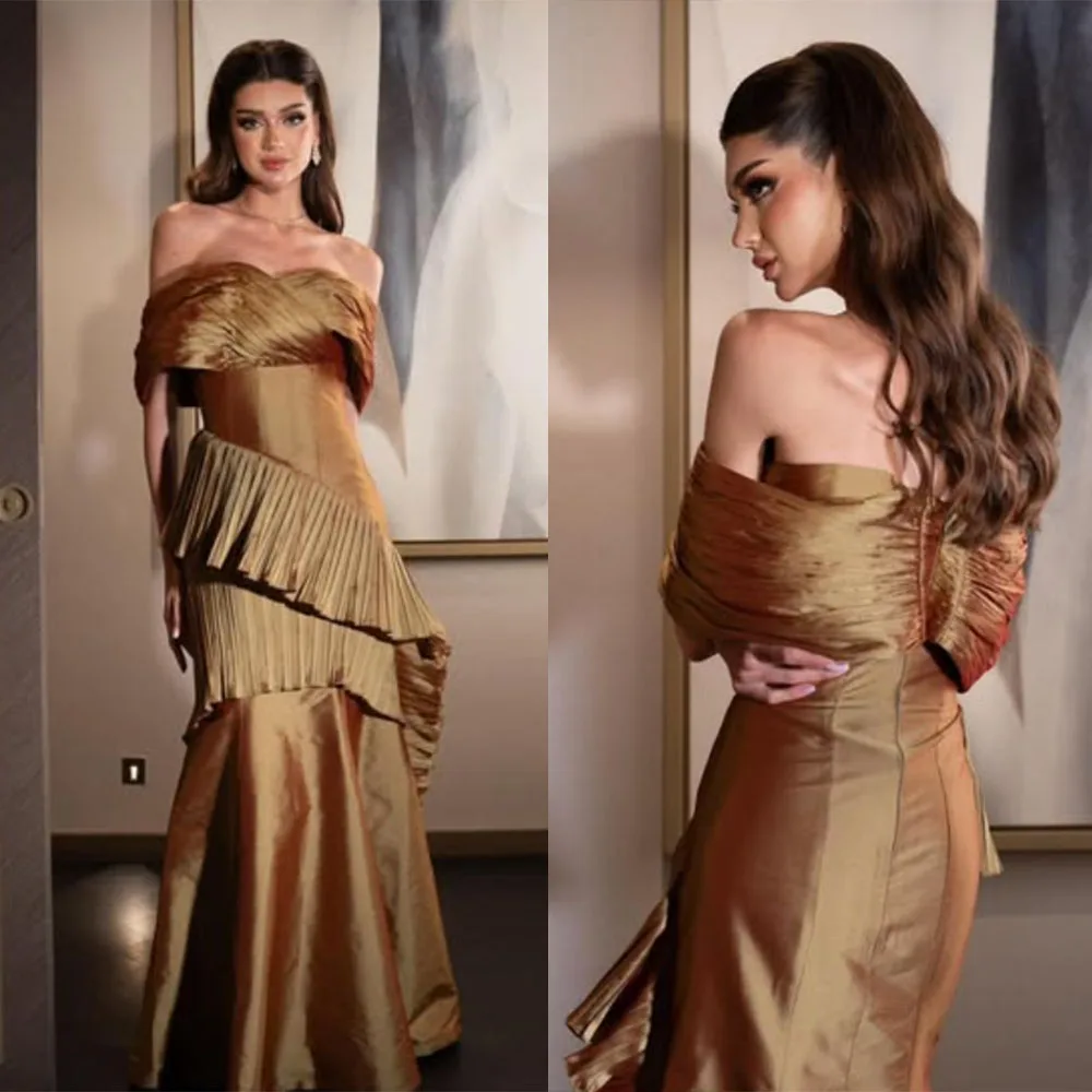 

High Quality Customized Sweetheart Floor Length Pleat Backless Off Shoulder Birthday Luxury Dresss فساتين هدب Evening Gowns