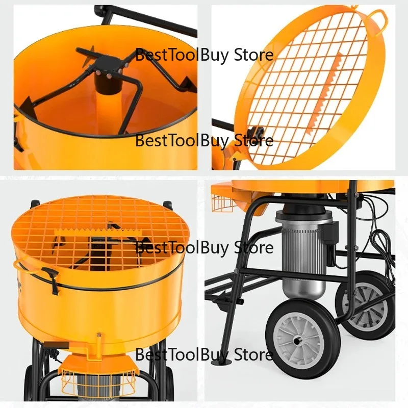 

120L Mobile Mortar Mixer Concrete Mixer Durable Pan Mixer Small Mixing Plant Cycle operation