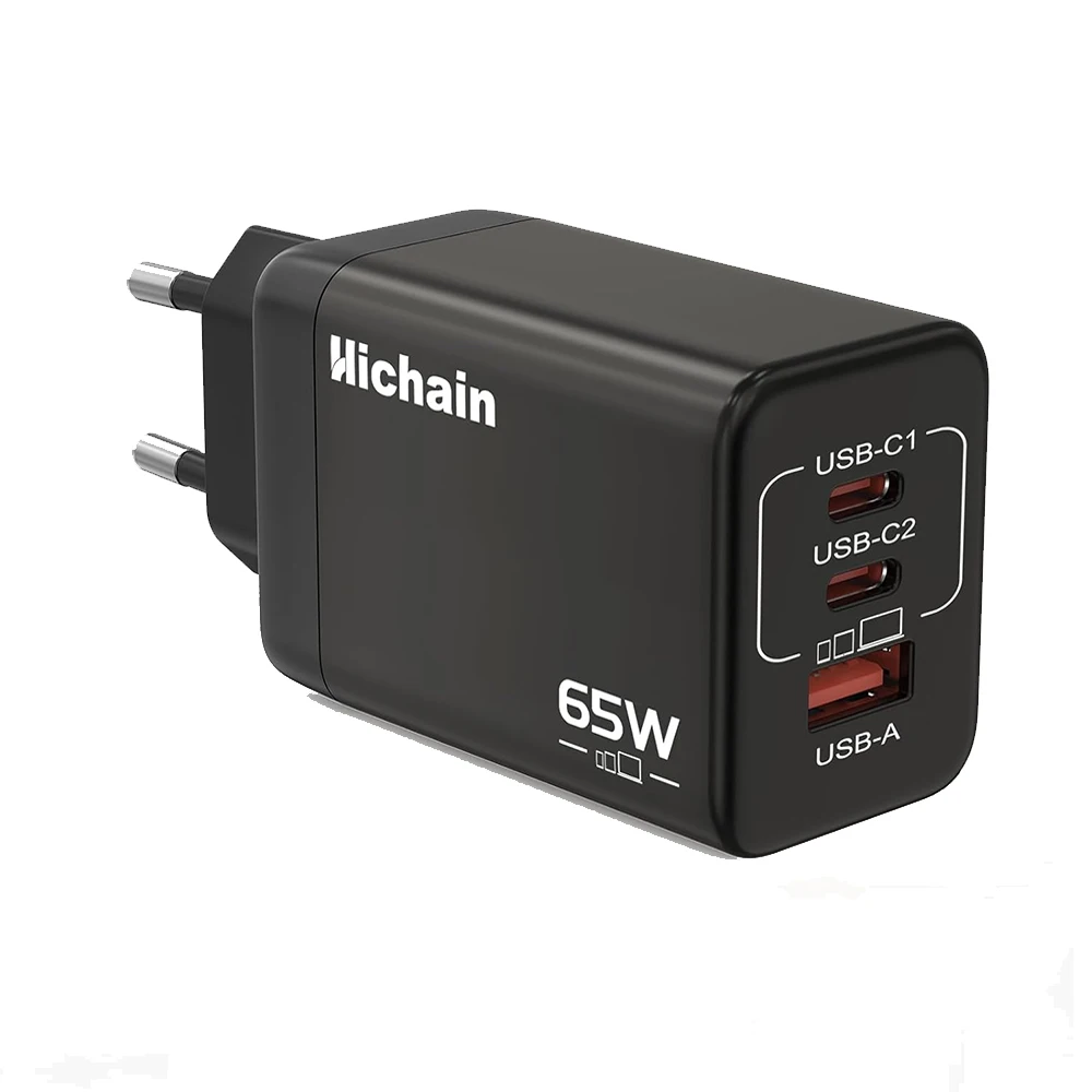 

65W GaN USB C Wall Charger 3 Ports USB A*1 USB C*2 Compact Fast Charger Power Adapter For iPhone16/17 Laptop For MacBook Tablets