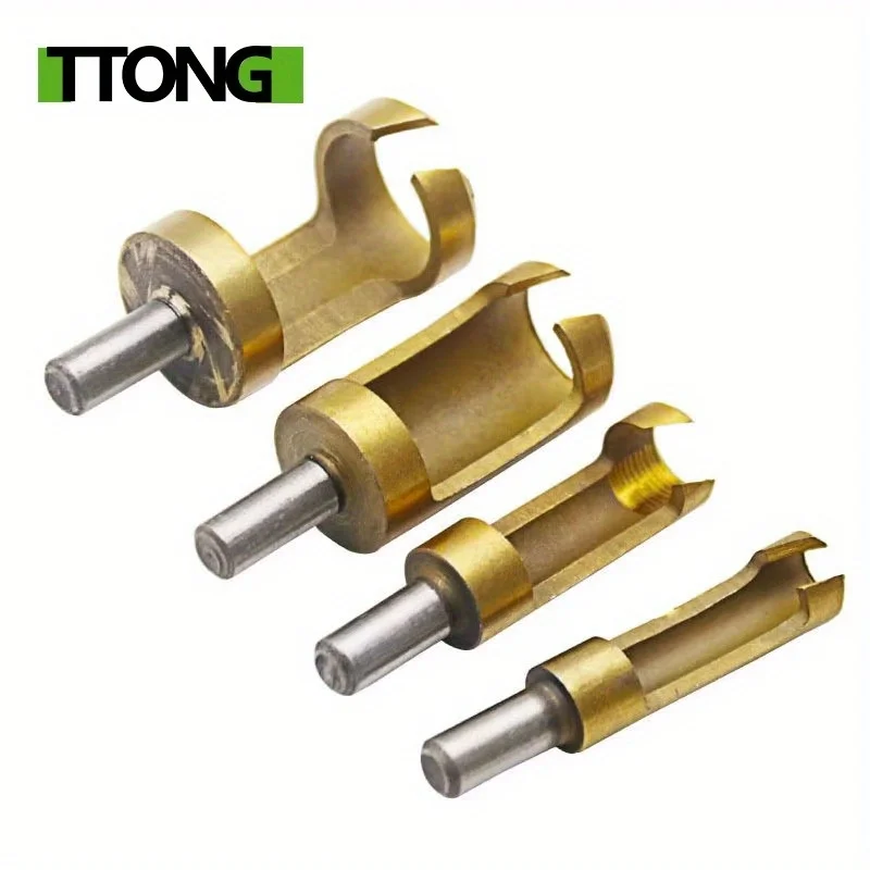 

4Pcs/set Titanium Shank Barrel Cork Drill Bit Plug Cutter Bored Hole Tenon Drills 6mm 8mm 13mm 16mm Woodwork Power Tool Sets