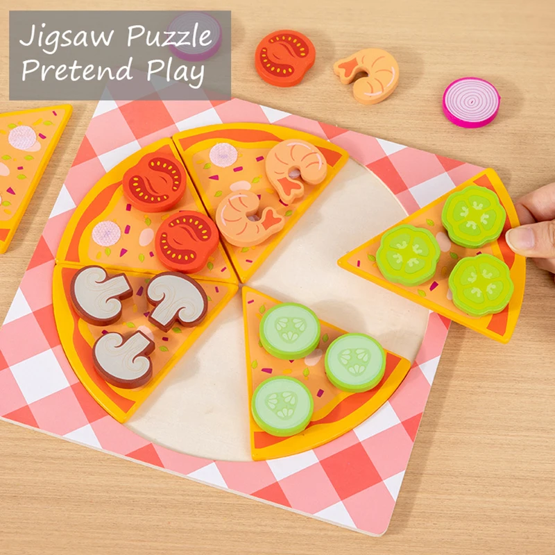 Children Simulation Food Kitchen Toy Pizza Cookies Pretend Play Jigsaw Puzzle Game Educational Learning Toys For Kids Girls Gift