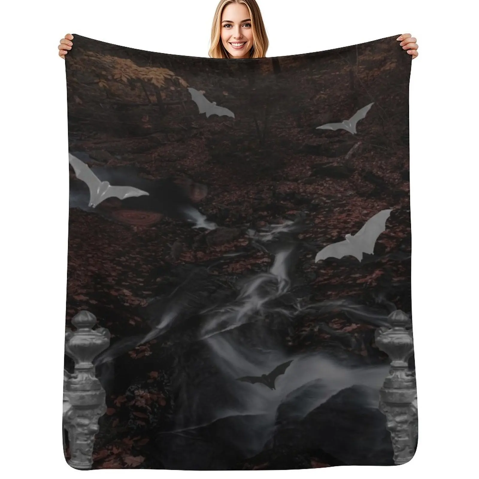 

Prints of a Digital Design, Goth Dark Forest, by Richard JV Flaim Throw Blanket Picnic blanket washable