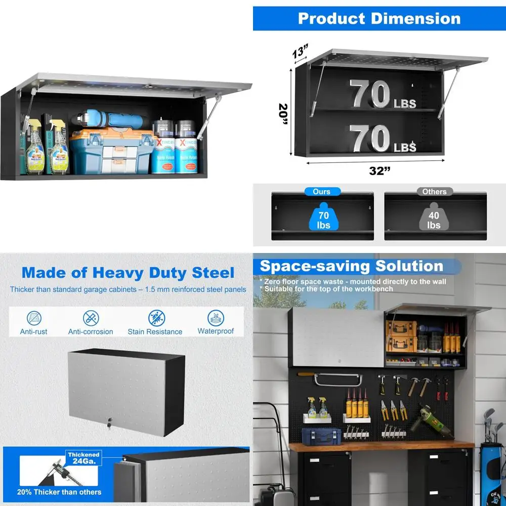 

Настенный металлический гаражный шкаф с газовой пружиной и замком для решений для мастерских и хранения вещей