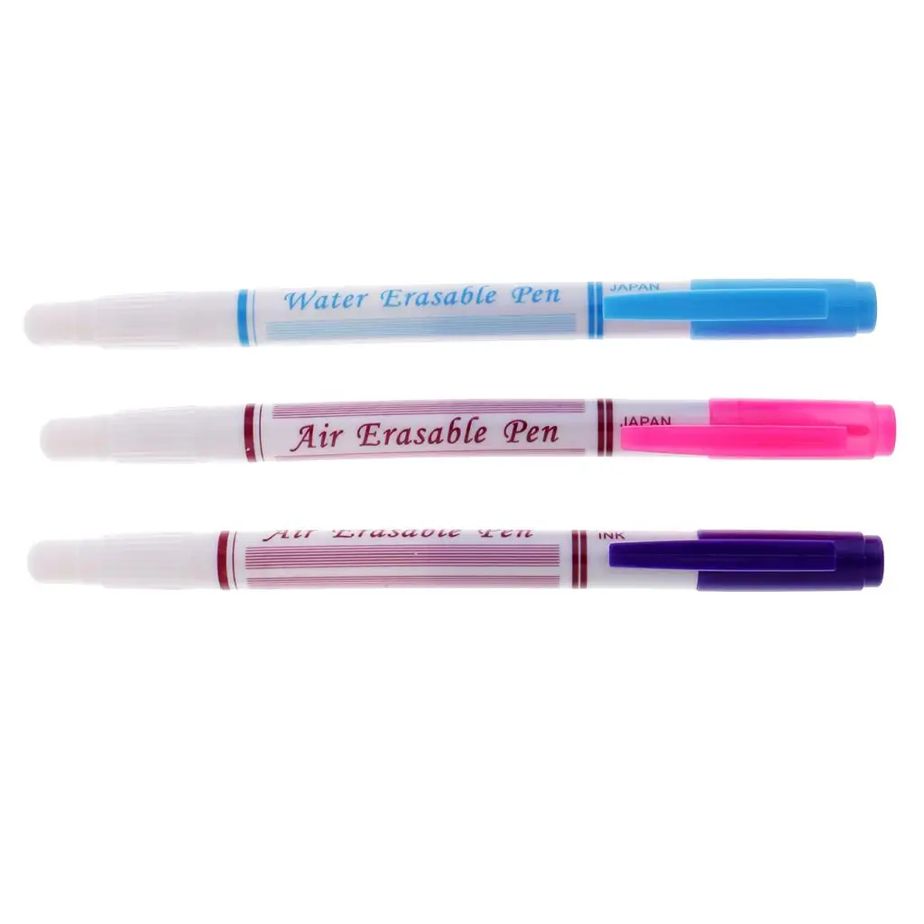 3 Pieces Water Erasable Pen Water Soluble Fabric Function Marker Chalk Craft