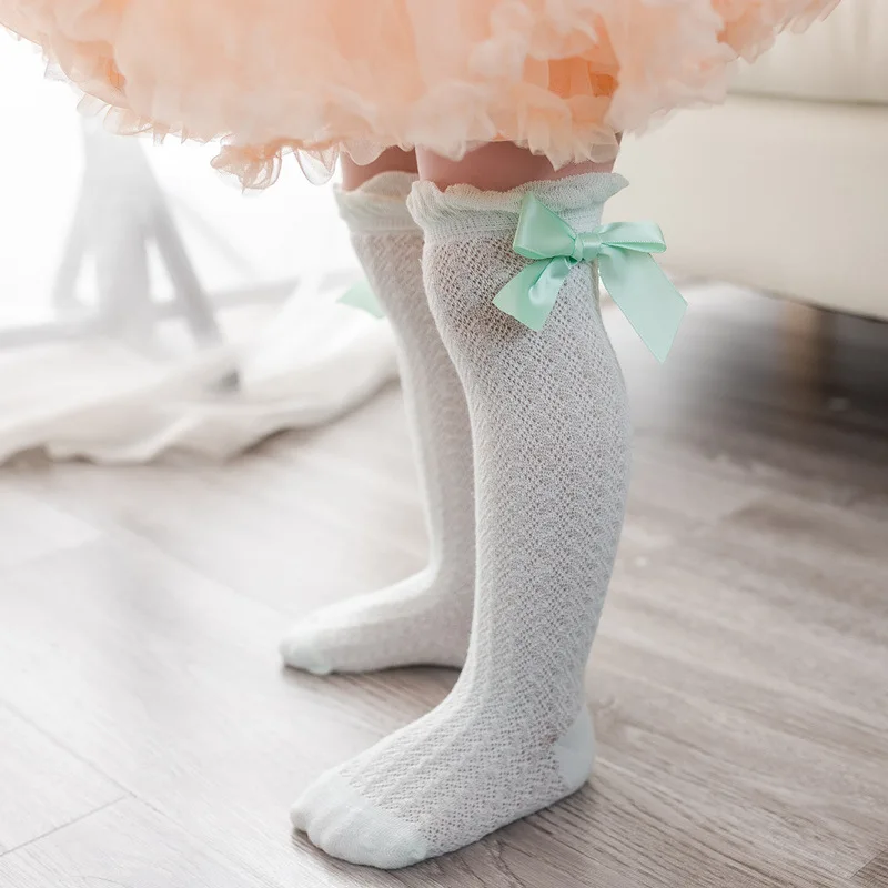 Summer Socks Baby Accessories Cute Newborn Socks Thigh Frilly Cotton Girl Clothes Long Bow Sock Funny Baby Girl Knee High Socks image 5