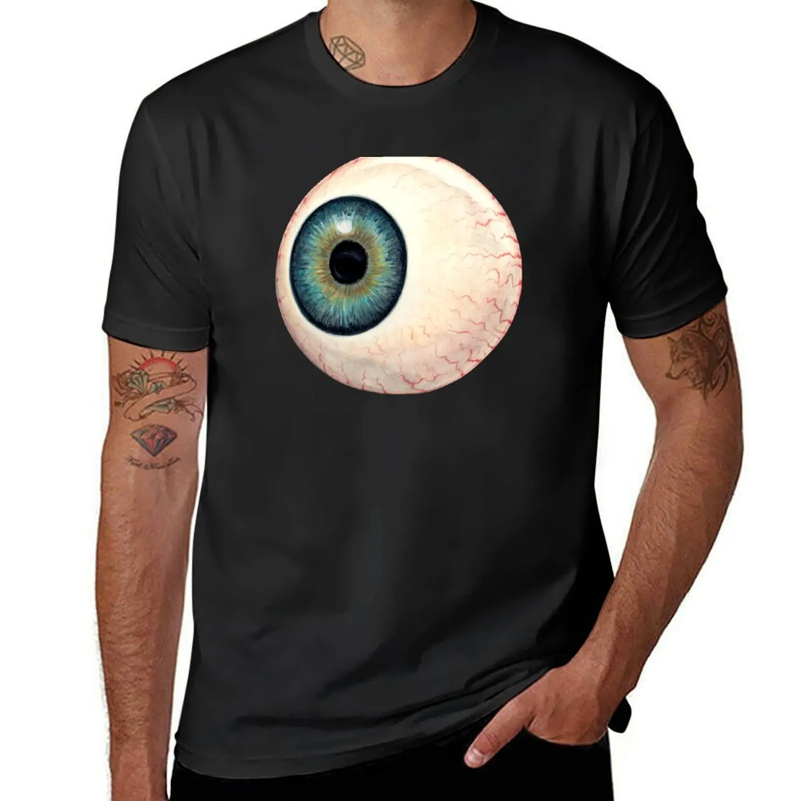 Eyeball Pattern - Black T-Shirt funnys anime sports fans cute tops mens tall t shirts