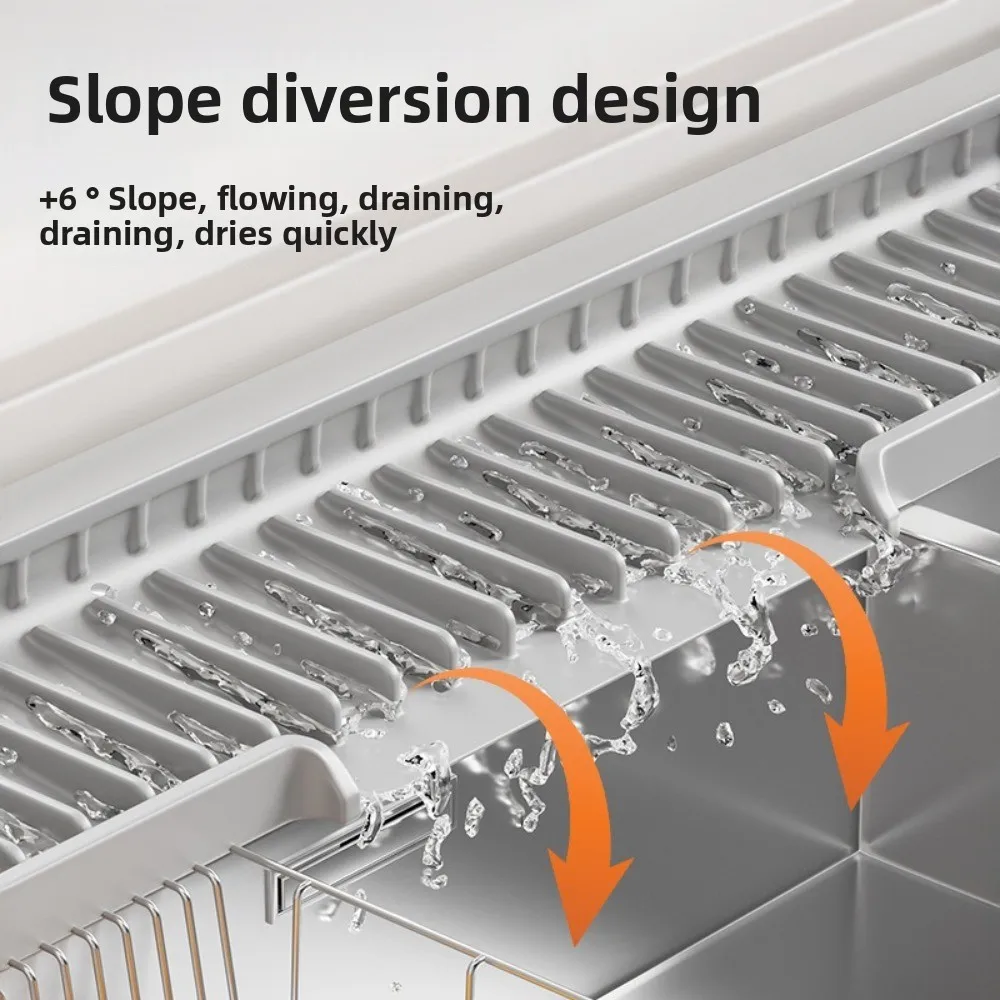 Slope Sink Drain Pad Silicone Narrow Edge Sink Water Absorbent Tray Splash-proof Anti-slip Kitchen Sink Tea Cup Holder Kitchen view 3