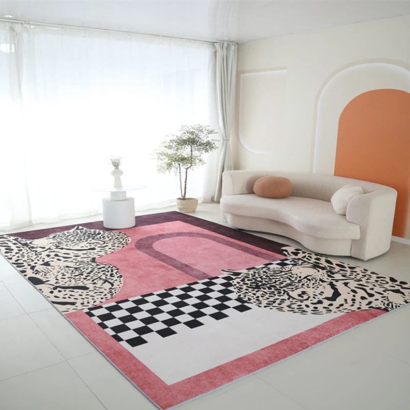 Alfombras ligeras de lujo para dormitorio, alfombrilla de felpa con estampado de leopardo para decoración de sala de estar, gruesa, mullida y suave