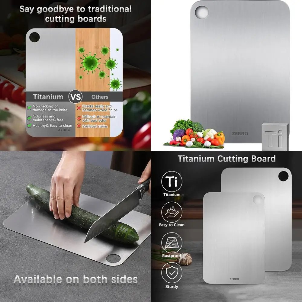 

Двусторонняя разделочная доска из чистого титана, 14,17 x 9,84, пищевая, прочная для использования на кухне.