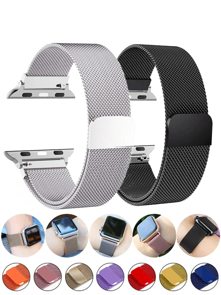 Milanese Loop for apple watch band 44mm 45mm 40mm 41mm 38-42mm pride bracelet iwatch series 9 8 7 6 SE 5 4 3 ultra 2 49mm strap