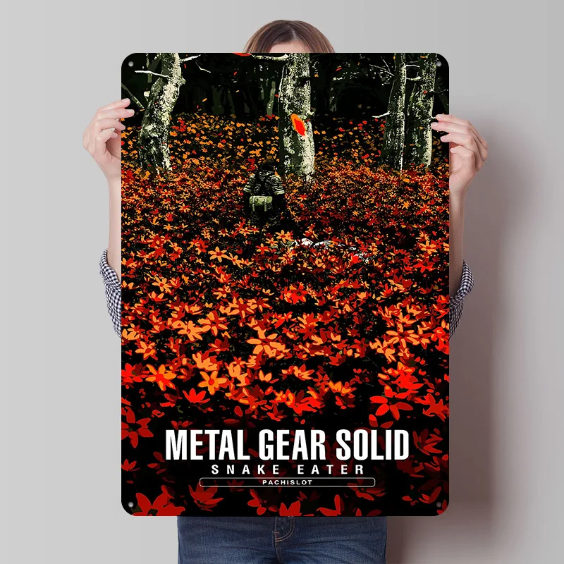 Metal Gear Solid Snake Eater Pachislot Druckposter Maßgefertigte Retro Wandkunst Vintage Metallschilder für Männerhöhle Badezimmer Dekoration