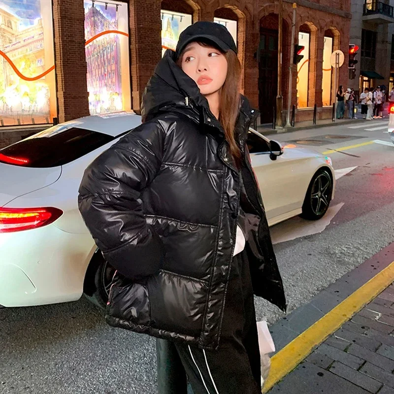 Down Padded Jacket Winter Women's Solid Color Loose Cotton 2023 Fashion Jacket Women's Hooded Warm Women's Long-sleeved Jacket