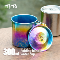 TiTo Titanium 300ML Pure Titanium Water Cup Camping Portable Tea Cup Coffee Cup Outdoor Travel Folding Mug