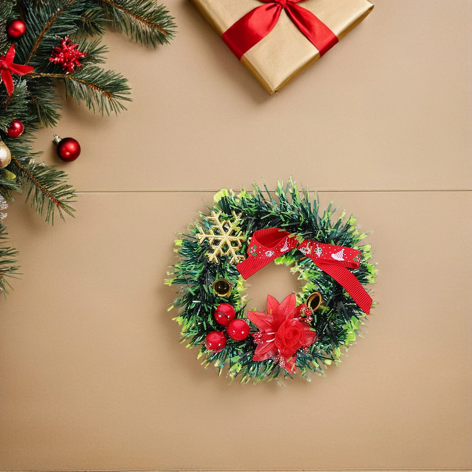 

8Pcs Mini Christmas Wreaths Decorations Tiny Artificial Wreaths Hanging for Indoor Wall Door Window Small Holiday Craft Display