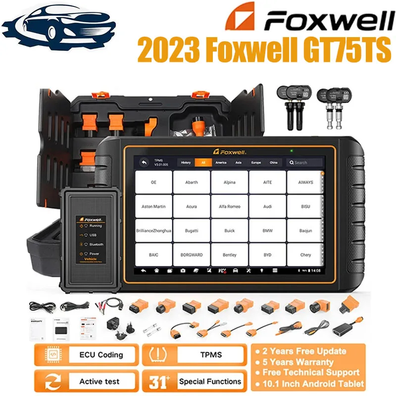 

2023 Foxwell GT75TS OBD2 Automotive Scanner ECU Coding TPMS Service 31 Reset Bidirectional OE-level OBDII Car Diagnostic Scanner