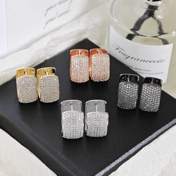 Moonso Trendy Rose Gold Silver Color Engagement Hoop Earrings for Women Anniversary Gift Jewelry Free Shipping Items E8451
