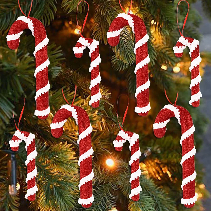 

Christmas Red White Candy Cane Hanging Pendant Xmas Tree DIY Ornaments Merry Christmas Home Decoration New Year Holiday Supplies