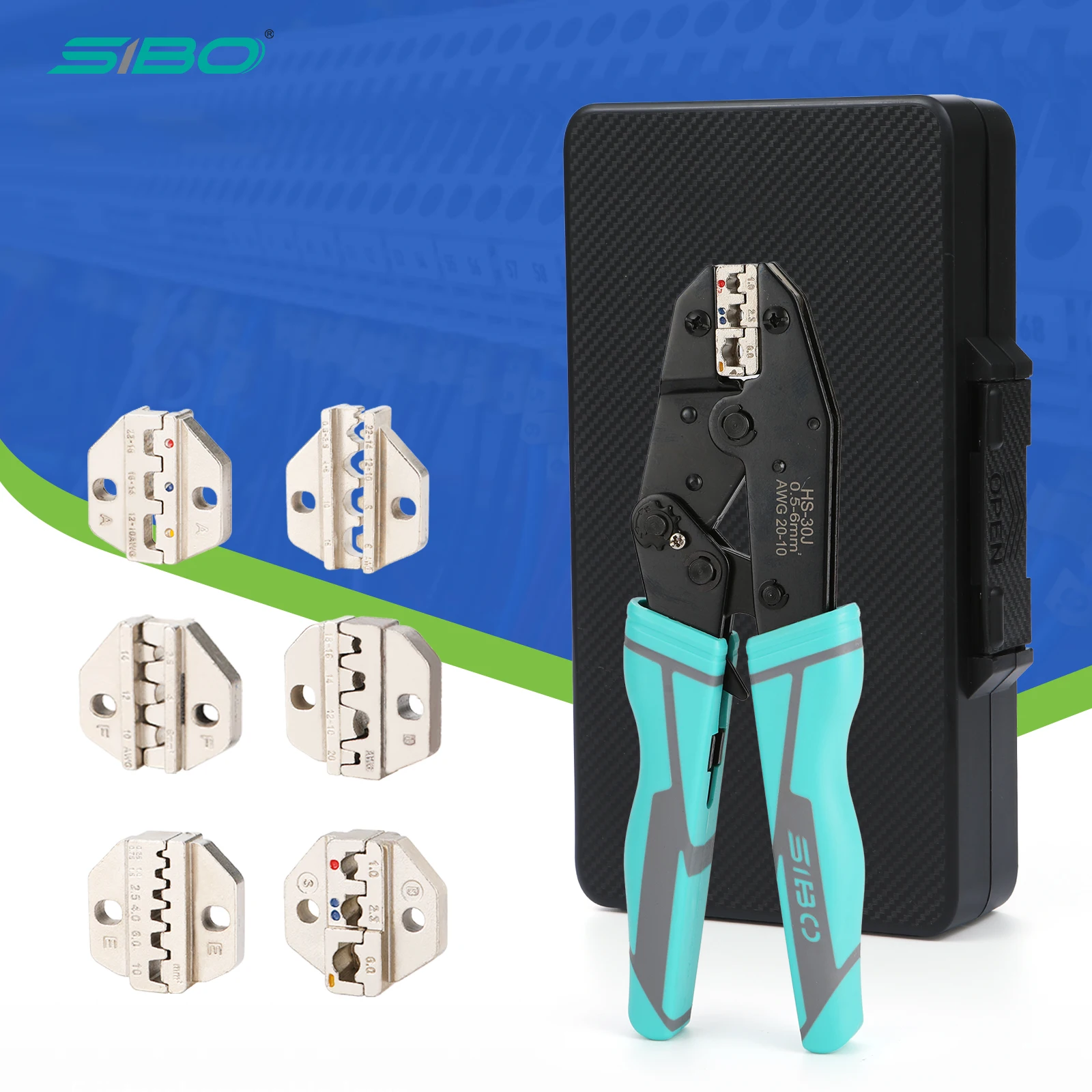 6PCS Crimping Tool Set Ratchet Wire Crimper for Heat Shrink,Insulated,Non-Insulated,Ferrule Wire End,MC4,Open Barrel Terminals