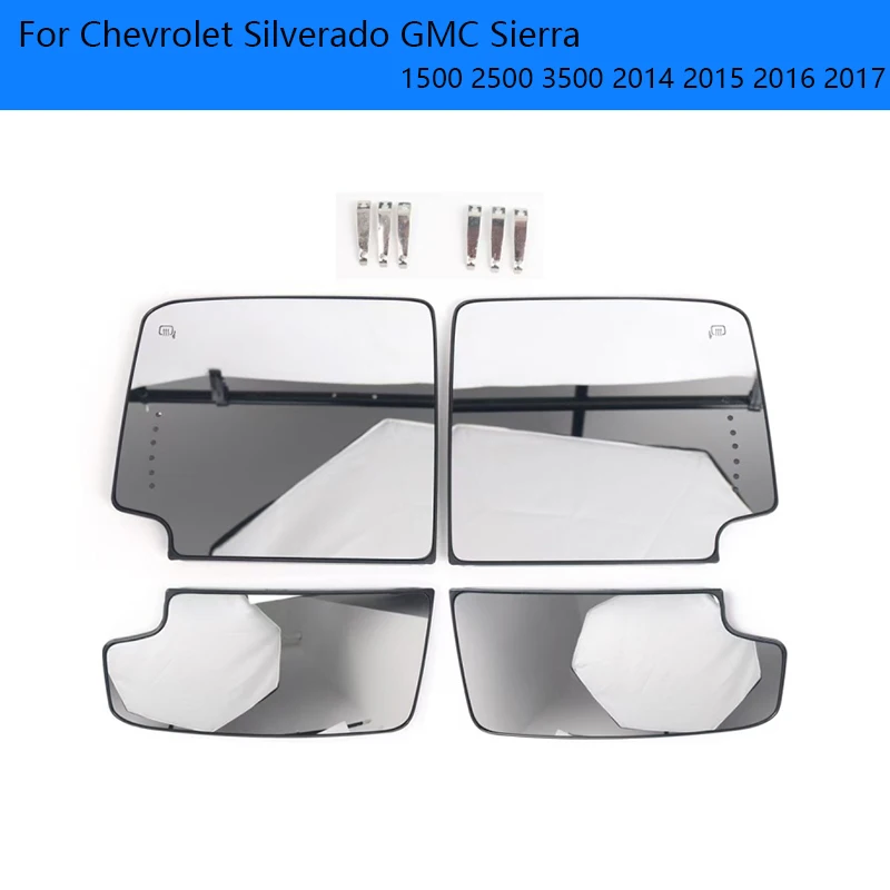 Car Mirrors For Chevrolet Silverado GMC Sierra 1500 2500 3500 2014-2017 Car Exterior Rearview Side Mirror Glass Lens With Heated