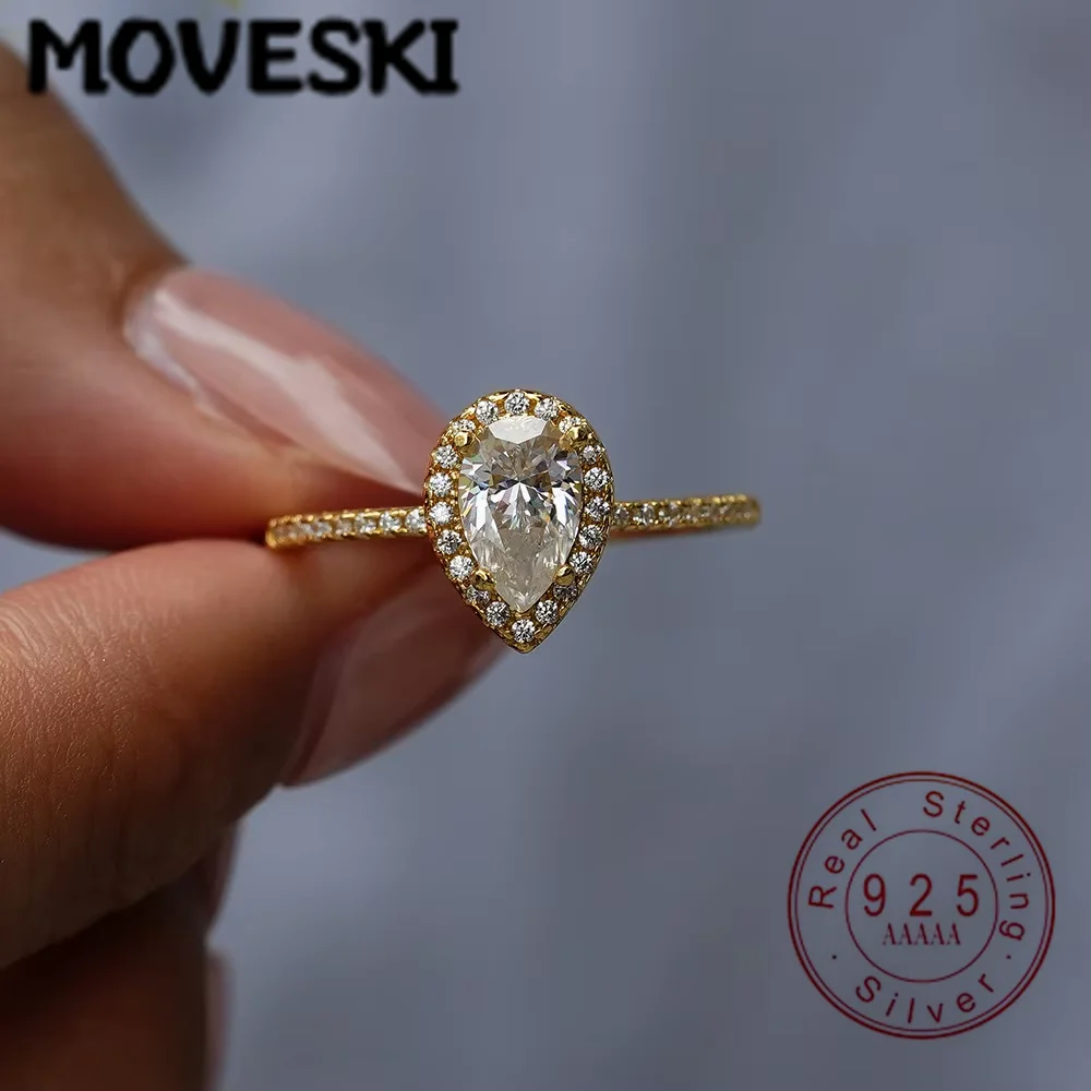 

Marquise Cut Moissanite Ring 1Carat Water Droplet 925 Sterling Silver Wedding Engagement Rings for Women Fine Jewelry