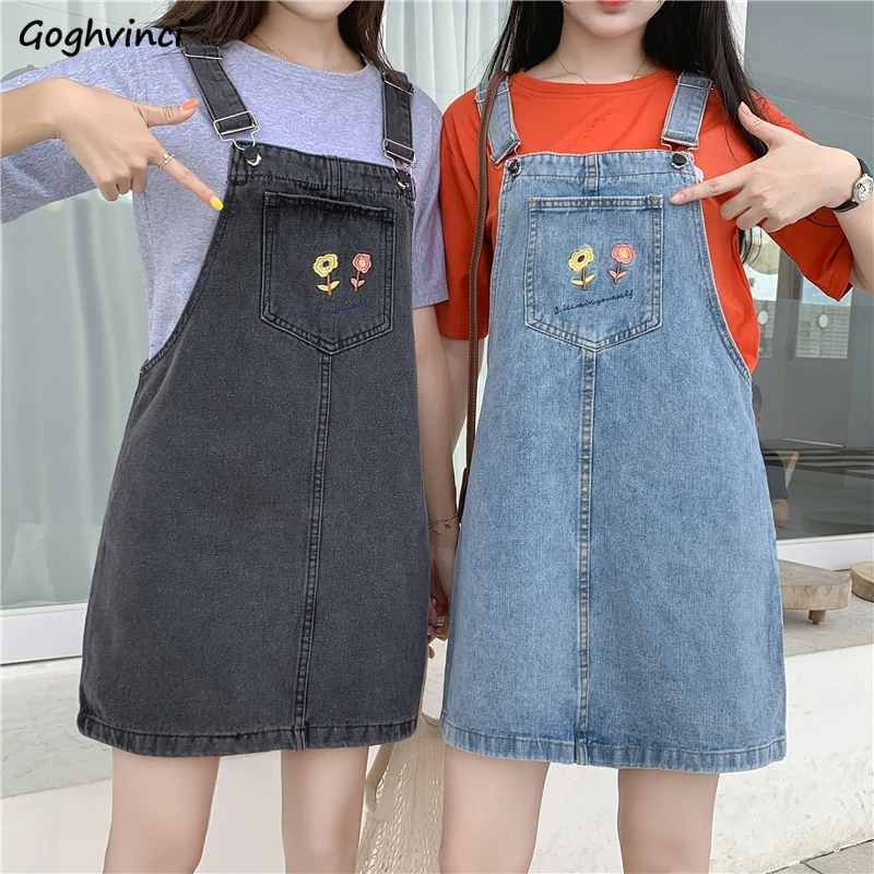 Sleeveless Dress Women Embroidery Pocket Strap 5XL Solid Summer All-match Trendy Loose Streetwear Casual Ins Sweet Lovely Retro