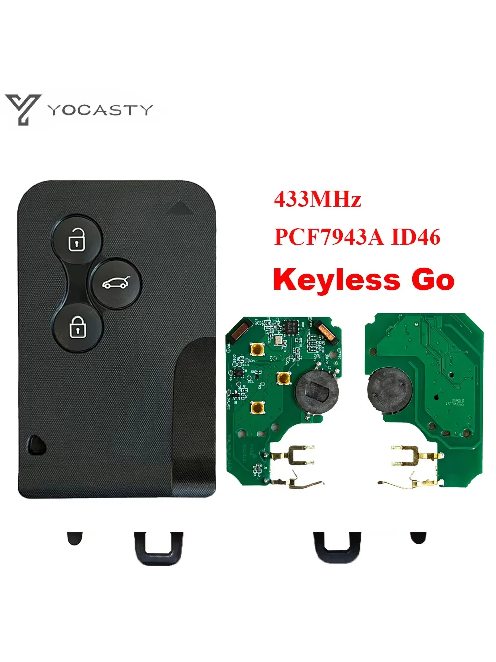 YOCASTY 433MHz PCF7943 ID46 Smart Key Card For Renault Megane II Scenic II Grand Scenic II 2003-2008 3 Buttons Keyless Go