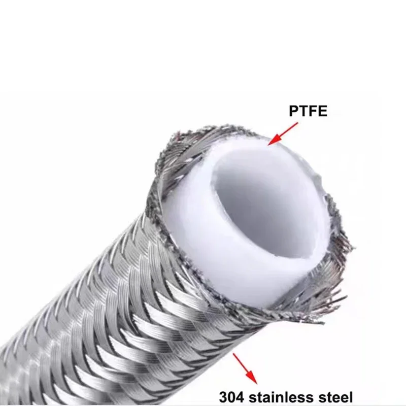 Universal 6~25MM Fuel Injection Line Hose Oil Gas Cooler Line Pipe Tube  Inside PTFE Stainless Steel Braided Corrugation Hose