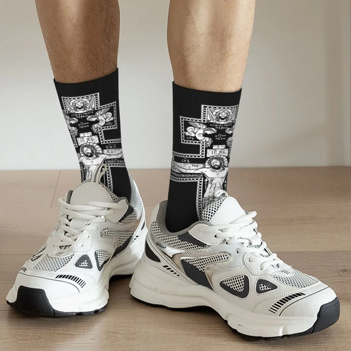 Orthodox Cross Classic Socks Men Women Fashion Christian Jesus Religion Religious Socks Harajuku Spring Winter Middle Tube Socks