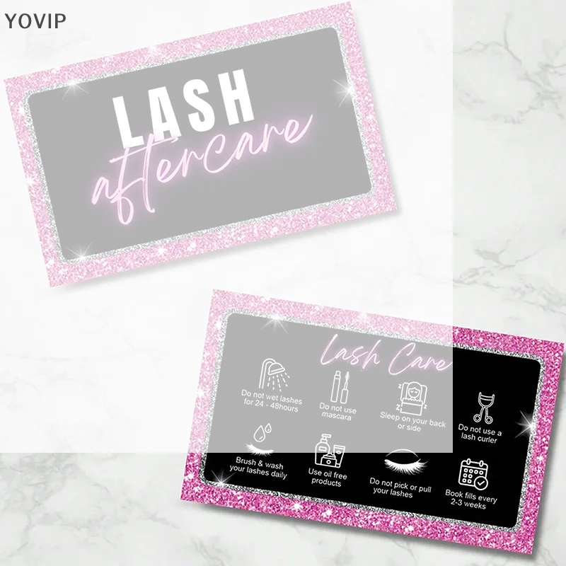 /YOV/50Pcs Eyelash Card Lash Extension Aftercare Card Small Lash Business Card Loyalty Card Factory Supplier