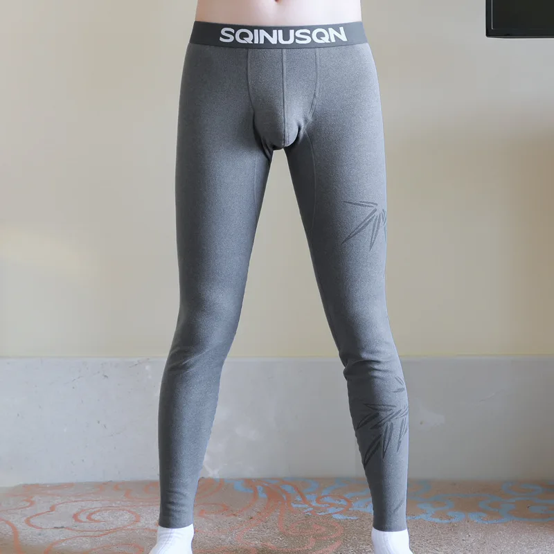 

Sexy Bugle Pouch Thermal Underwear Bottoms Men's Jacquard Long Johns Pants High Elastic Compression Leggings Pajamas Jogging