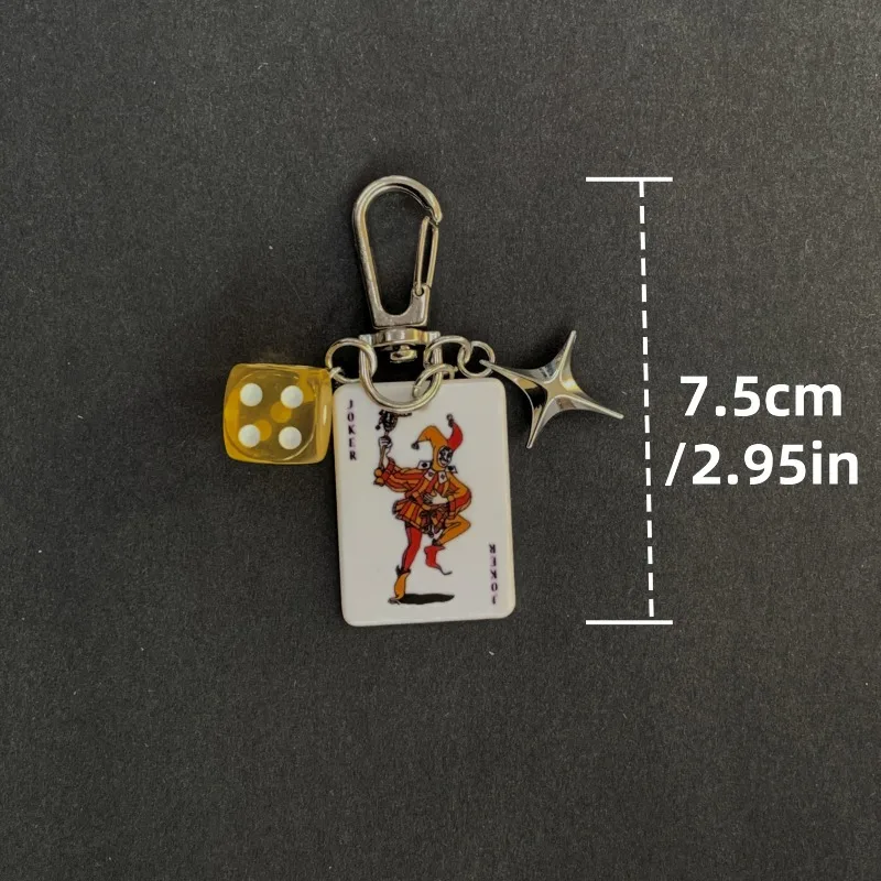 1Pc Funny Playing Dice Poker Keychain Playing Card Backpack Pendants Waist Bag Car Key Charms Accessories Birthday Gifts