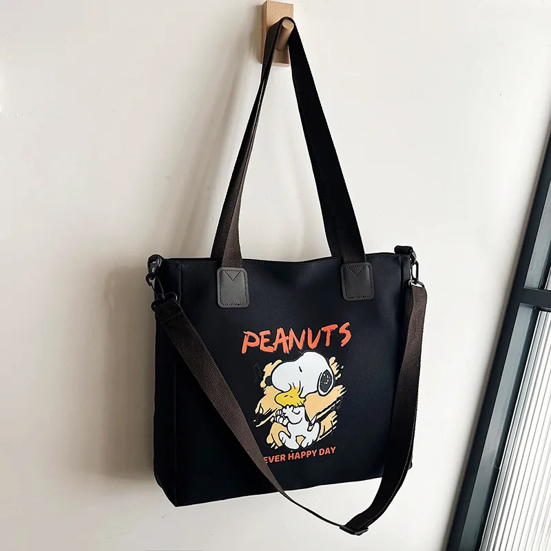 2024 Kawaii Snoopy kobiety płócienna torba na ramię dziewczynki w dużej pojemności torba Crossbody dziewczęca podróże zakupy na zewnątrz torebka