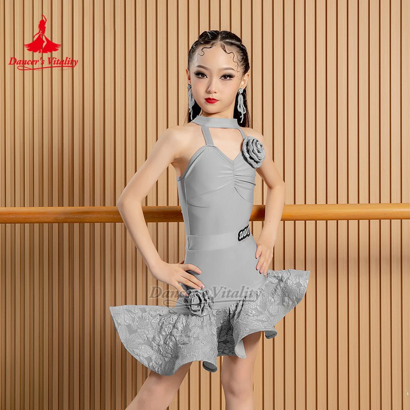 Adolescenti Rosa Marrone Grigio 3 colori disponibili Abito senza maniche Vitality Dancer Paso Doble Jive Abbigliamento da allenamento professionale