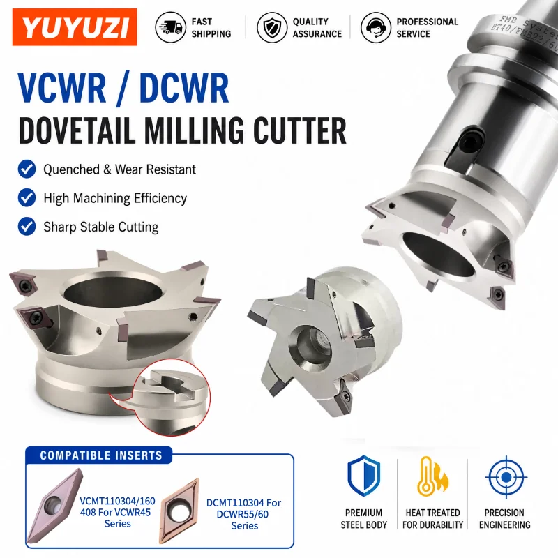 CNC DCWR55/60 VCWR45 Dovetail Milling Cutter 45° 55° 60° V-Groove Root Cleaning Cutter Head for VCMT11/16 DCMT11 Carbide Inserts