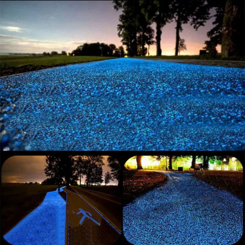 Arena luminosa que brilla en la oscuridad, guijarros de piedra, jardín, patio, camino al aire libre, decoración de césped, pecera, acuario, decoración DIY para el hogar, 3-5mm