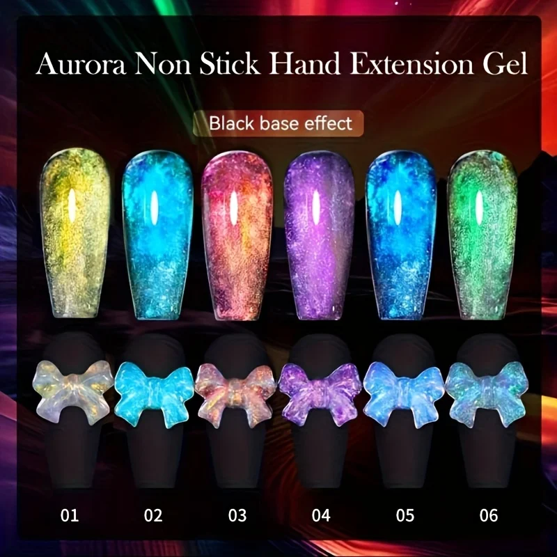 Doolingdai 10ml Aurora Non-Stick Solid Extension Nail Gel 6Colors Set Carving 3D Effect UV LED Hard Gel Rhinestone Glue Manicure view 2