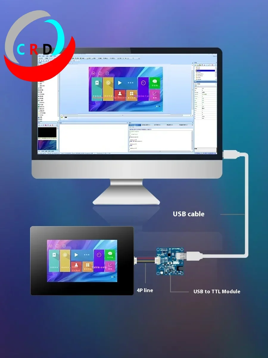 Pantalla LCD de configuración táctil capacitiva X5 de 7 pulgadas con carcasa compatible con interfaz TTL/232 de audio y vídeo