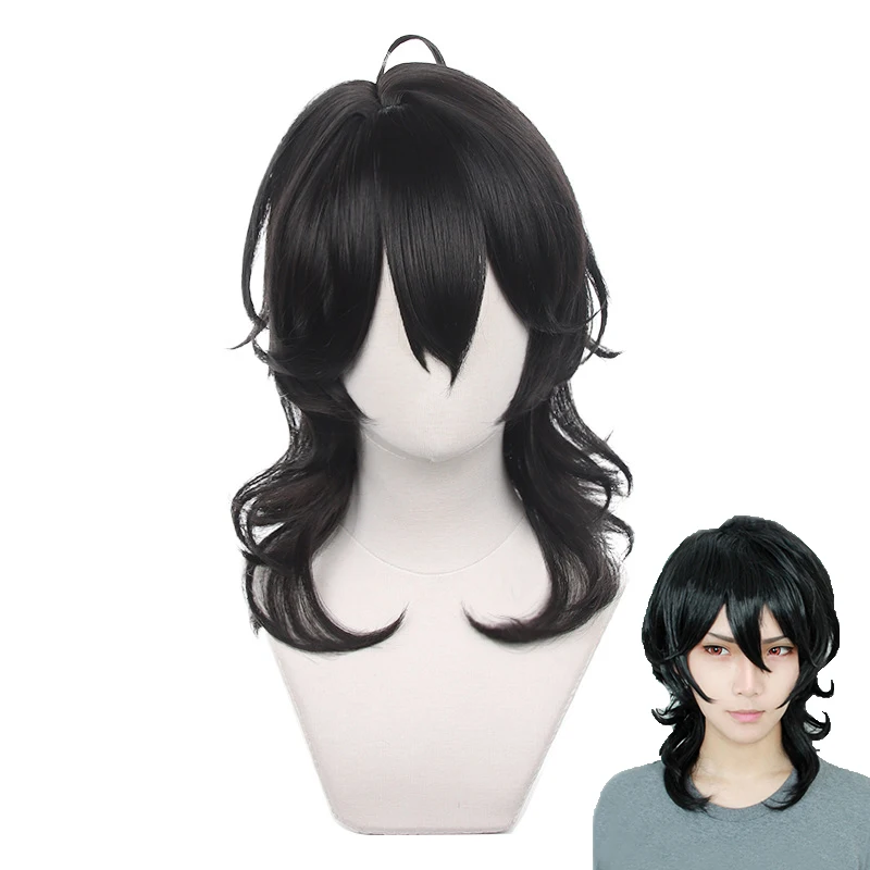 

Ensemble Stars Cosplay Sakuma Rei Wig Short Black Curly Halloween Role Play Wig