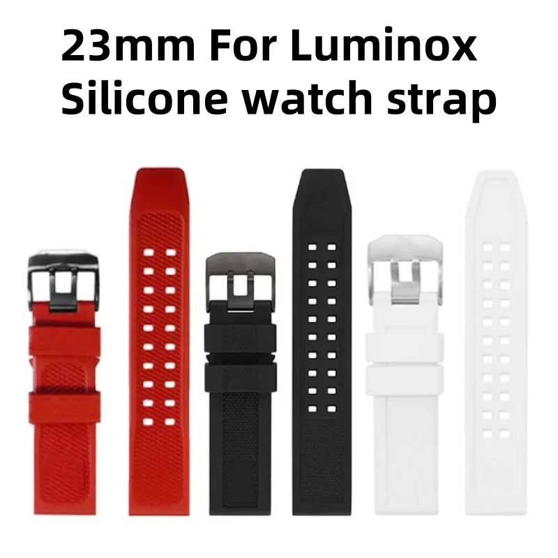 23mm Silicone watch strap Outdoor diving wristband Soft comfortable watchband Stainless steel watch buckle for Luminox