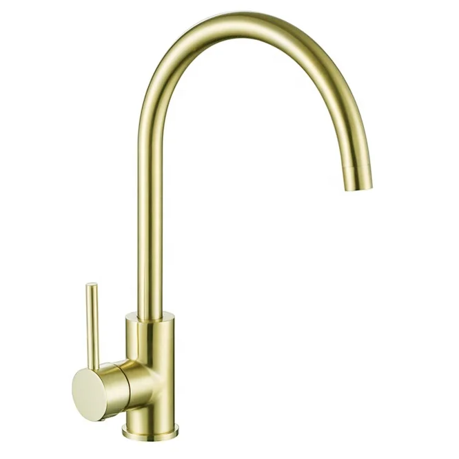 Round Lead Free Manufacturer Taps Stainless Steel Brushed Gold Watermark WELS Kitchen Sink Faucet Mixer for Australia