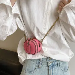 Cute Chain Coin Purse Bag Round Cake Mini Small Bags Letter Print Crossbody Bag Kids